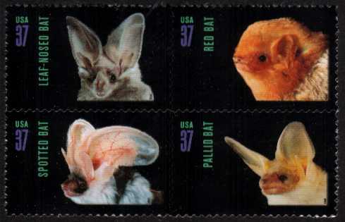 view larger image for  : SG Number 4174a / Scott Number 3664a (2002) - American Bats - Block of four
<br/>
<br/>
Self adhesive