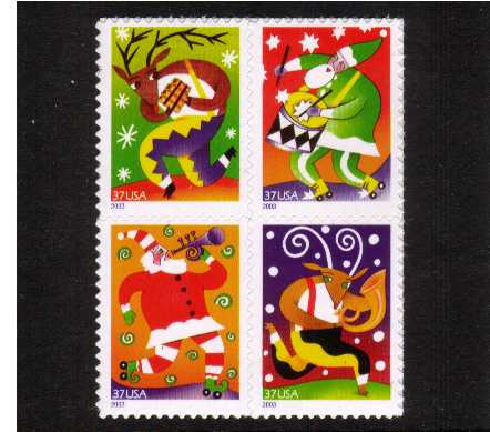 view larger image for  : SG Number 4324a / Scott Number 3824a (2003) - Christmas - Music<br/>block of 4 -  ex sheet -  Perforation 11.75x11 <br/>
<br/>
Self adhesive - Larger designs