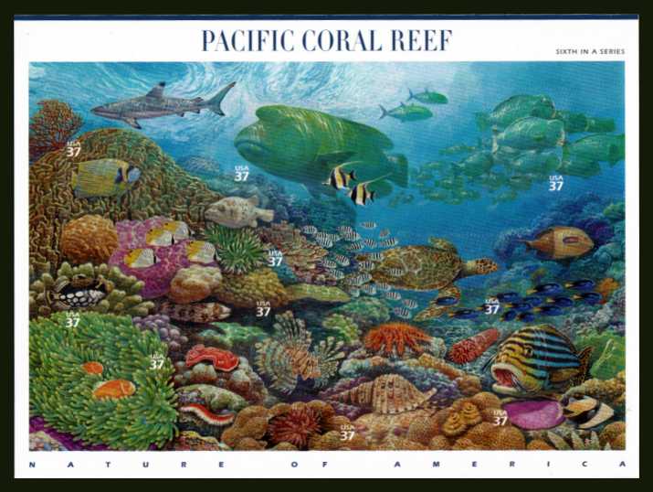 view larger image for  : SG Number MS4339 / Scott Number 3831 (2004) - Nature of America -Pacific Coral Reef <br/> sheetlet number 6
<br/>
<br/>
Self adhesive
