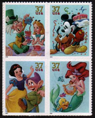 view larger image for  : SG Number 4440a / Scott Number 3915a (2005) - The Art of Disney - Celebration <br/>Block of 4<br/>
<br/>
Self adhesive