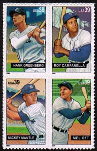 view larger image for  : SG Number 4622a / Scott Number 4083a (2006) - Baseball Sluggers block of four
<br/>
<br/>
Self adhesive