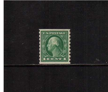 view larger image for The Washington - Franklin Issues 1912 Single Line Wmk - Coils: SG Number 421 / Scott Number 1c (1912) - George Washington<br/>
Coil - Imperforate x Perforation 8½<br/> 
A superb unmounted mint single with reasonable centering.