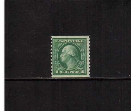 view larger image for The Washington - Franklin Issues 1915 Single Line Wmk - Rotary Press Coils: SG Number 458 / Scott Number 1c Green (1915) - George Washington<br/>
Coil -  Imperforate x Perforation 10<br/>
A superb unmounted mint single