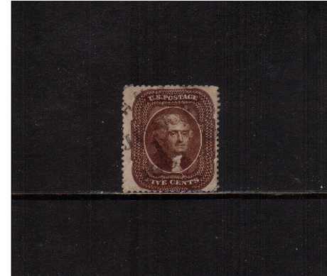view larger image for Early Issues To 1906 Early Issues To 1906: SG Number  / Scott Number 5c Brown - Type II (1857) - A superb fine used stamp in a rich Brown shade lightly cancelled with a circular date stamp dated JUNE 1 1861. Very pretty stamp