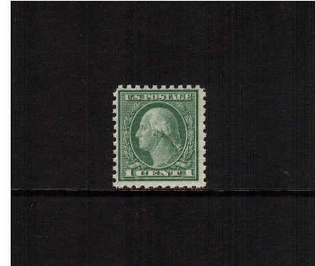 view larger image for The Washington - Franklin Issues 1919-1921 Rotary Press - Various Perforations: SG Number 552 / Scott Number 1c Green - Perforation 10 - 19x22½mm (1919) - George Washington<br>
A superb unmounted mint single