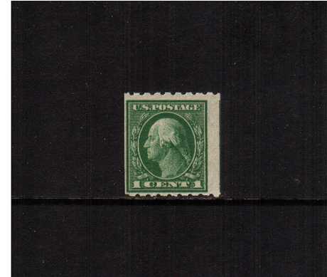 view larger image for The Washington - Franklin Issues 1912 Single Line Wmk - Coils: SG Number 419 / Scott Number 1c Green (1912) - George Washington<br/>
Coil - Perforation 8½ x Imperforate<br/>
A unmounted mint single with very average centering