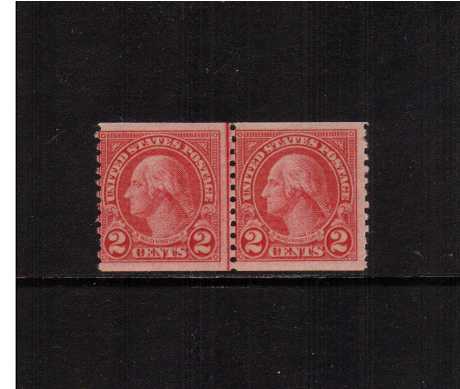 view larger image for  : SG Number 605lp / Scott Number 599Alp (1929) - George Washington<br/>
Coil - Impeforate x Perforation 10<br/>
An unmounted mint 'line pair' with the benefit of a PHILATELIC FOUNDATION certificate.