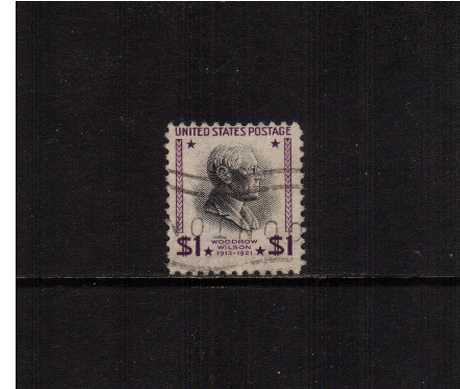 view larger image for  : SG Number 828c / Scott Number 832b (1951) - Woodrow Wilson<br/>
A superb fine used stamp with very, very feint creasing showing the very scarce 'USIR' watermark wuth the benefit of a PHILATELIC FOUNDATION certificate.