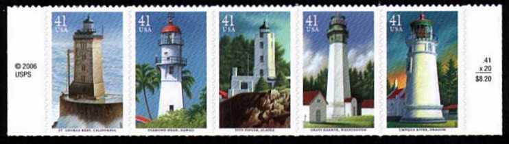 view larger image for  : SG Number 4717a / Scott Number 4150a (2007) - Pacific Lighthouses<br>
Strip of 5
<br/><br/>
Self adhesive