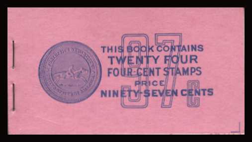 view larger image for Booklets Booklets: SG Number SB80c / Scott Number 97c Blue on Pink (1958) - Abraham Lincoln
<br/>Stapled Booklet<br/>
Contains SC1036a x4
