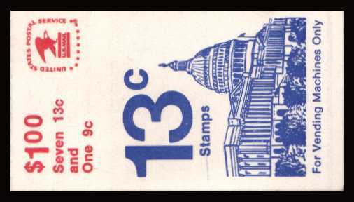 view larger image for Booklets Booklets: SG Number SB102 / Scott Number $1 (1977) - Capitol Building
<br/><br/>
contains pane SC1623a        - Perforation 11 x10½