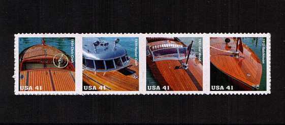 view larger image for  : SG Number 4751a / Scott Number 4163a (2007) - Vintage Mahogany Speedboats<br/>
Horizontal strip of 4<br/><br/>
Self adhesive