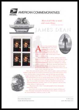 view larger image for  : SG Number 3217 / Scott Number 3082 (1996) - Legends of Hollywood - James Dean<br/><br/>
<b>COMMEMORATIVE PANEL 488</b>