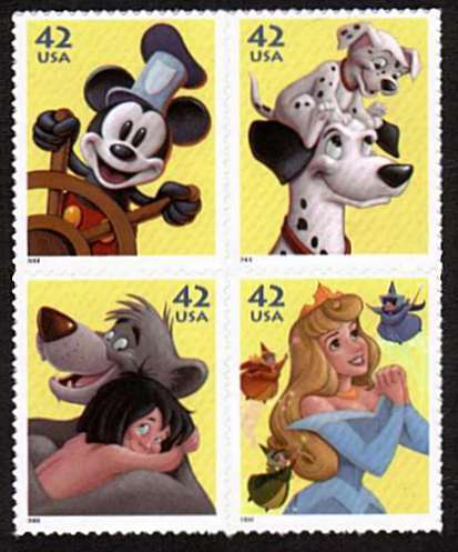 view larger image for  : SG Number 4882a / Scott Number 4345a (2008) - The Art of Disney - Imagination<br/>
Block of four<br/><br/>
Self adhesive