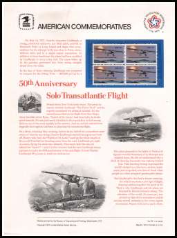 view larger image for Commemorative Panels Commemorative Panels: SG Number 1686 / Scott Number Panel Number 76 (1977) - Charles Lindbergh Flight
<br/><br/>
<b>COMMEMORATIVE PANEL 76</b>