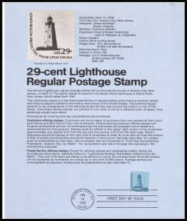 view larger image for Pages Pages: SG Number 1590 / Scott Number 14 April 1978 (1978) - 29c Lighthouse definitive
<br/><b>Official Souvenir Page</b>