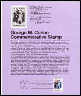 view larger image for  : SG Number 1728 / Scott Number 1756 (1978) - George M. Cohan
<br/><b>Official Souvenir Page</b>
