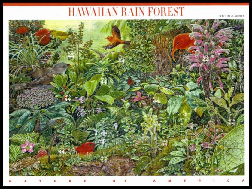 view larger image for  : SG Number MS5062 / Scott Number 4474 (2010) - Nature of America - Hawaiian Rain Forest
<br/><br/>Self Adhesive