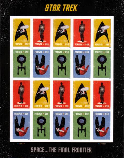 view larger image for  : SG Number  / Scott Number 5132v-5135v (2016) - Star Trek - Space .....The Final Frontier<br/>
Special sheetlet of twenty<br/>
Self Adhesive