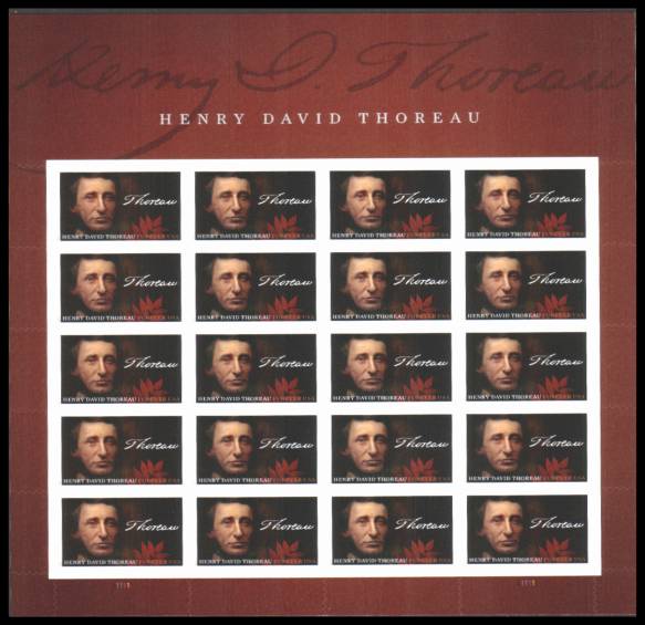 view larger image for  : SG Number  / Scott Number 5202v (2017) - Henry David Thoreau <br/>
Sheet of 20<br/>
Self Adhesive