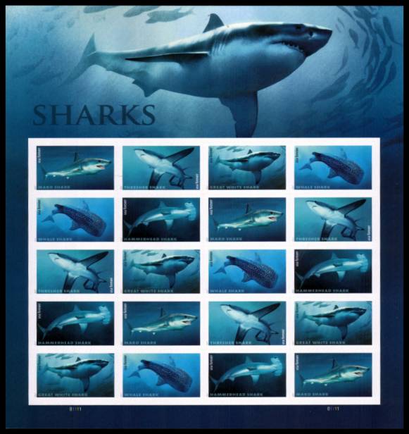 view larger image for  : SG Number  / Scott Number 5223v (2017) - Sharks<br/>
Sheet of 20<br/>
Self Adhesive